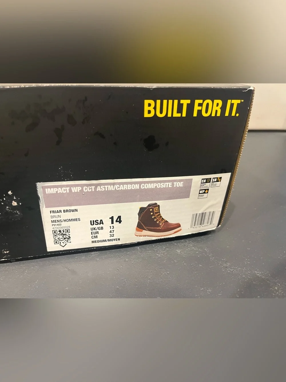 Caterpillar Friar Work Boots Men’s 14 Brown Waterproof Composite Toe P91402